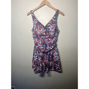 D & Co Beach Swimsuit Dress One Piece Navy Red Blue Vacation Beach Summer 16